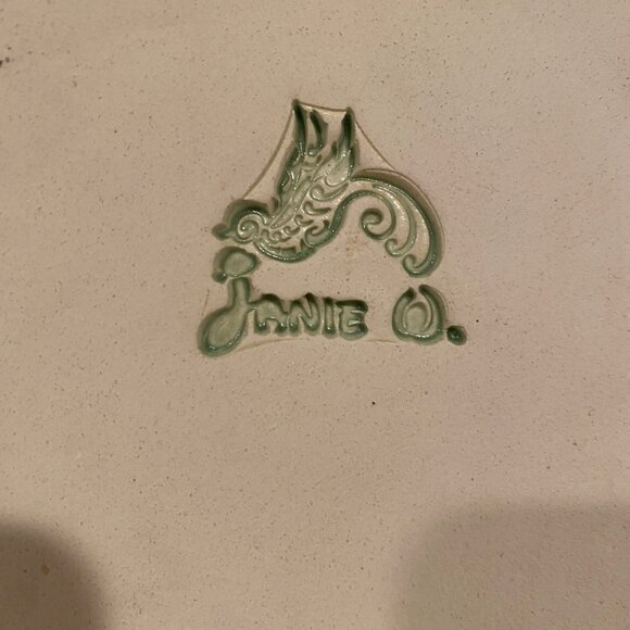 Studio Pottery Plate‎ - Green Christmas Cookie Dish, Signed by Janie O. 9.5” 🎄 - Picture 2 of 2